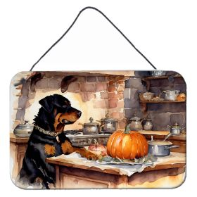 NEW Rottweiler Fall Kitchen Pumpkins Wall or Door Hanging Prints Aluminum Metal Sign Kitchen Wall Bar Bathroom Plaque Home Decor, 8HX12W, Multico