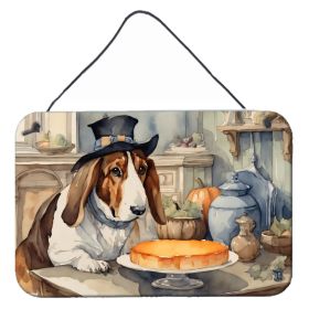 NEW Basset Hound Fall Kitchen Pumpkins Wall or Door Hanging Prints Aluminum Metal Sign Kitchen Wall Bar Bathroom Plaque Home Decor, 8HX12W, Multi