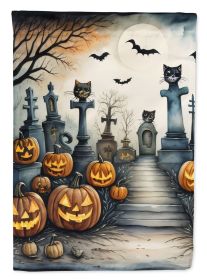 Cat Cemetery Spooky Halloween Garden Flag Mailbox Flag Decorative Yard Flag Banner Outside Patio Artwork Yard Flower Beds, Garden Size, Multicolo