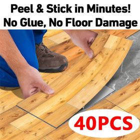 40 Pcs Grain Self-Adhesive Non-Slip Floor Stickers, Durable PVC Peel-And-Stick Waterproof And Oil-proof Tile Decals For Kitchen