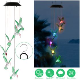 LED Solar Hummingbird Wind Chime Solar String Lights 6 LEDs Color-Changing IP65 Waterproof Decorative Lamp Lighting for Home Garden Fence Party (Color: As Shown)