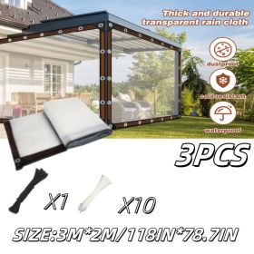 Patio transparent tarp, three sizes, with nylon rope and multiple cable ties, reinforced version, thick durable anti-friction, suitable for farmh (size: 118IN*78.7IN-3PCS)