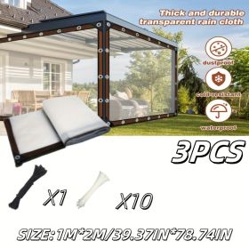Patio transparent tarp, three sizes, with nylon rope and multiple cable ties, reinforced version, thick durable anti-friction, suitable for farmh (size: 78.74IN*39.37IN-3PCS)