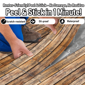 10 Pcs Wood Grain Self-Adhesive Peel And Stick Waterproof Wear Resistant Removable Floor Stickers For Living Room, Kitchen, Bedroom (PCS: 40DT-10)