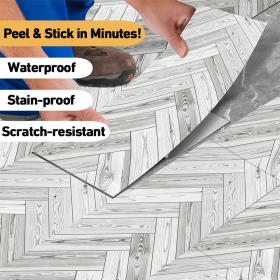 10 Pcs Grey Wood Grain Flooring Tiles Self-Adhesive PVC Floor,Waterproof & Wear-Resistant,Easy DIY Peel & Stick Installation for Kitchen,Bathroom (PCS: 20DT-03)